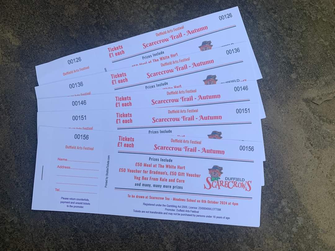 This weekend at our Scarecrow Hub you can be in with the chance of winning some fantastic raffle prizes, kindly donated by local businesses. We’ll be outside the White Hart on Town Street between 9am and 4pm today and tomorrow. Tickets cost £1 each.