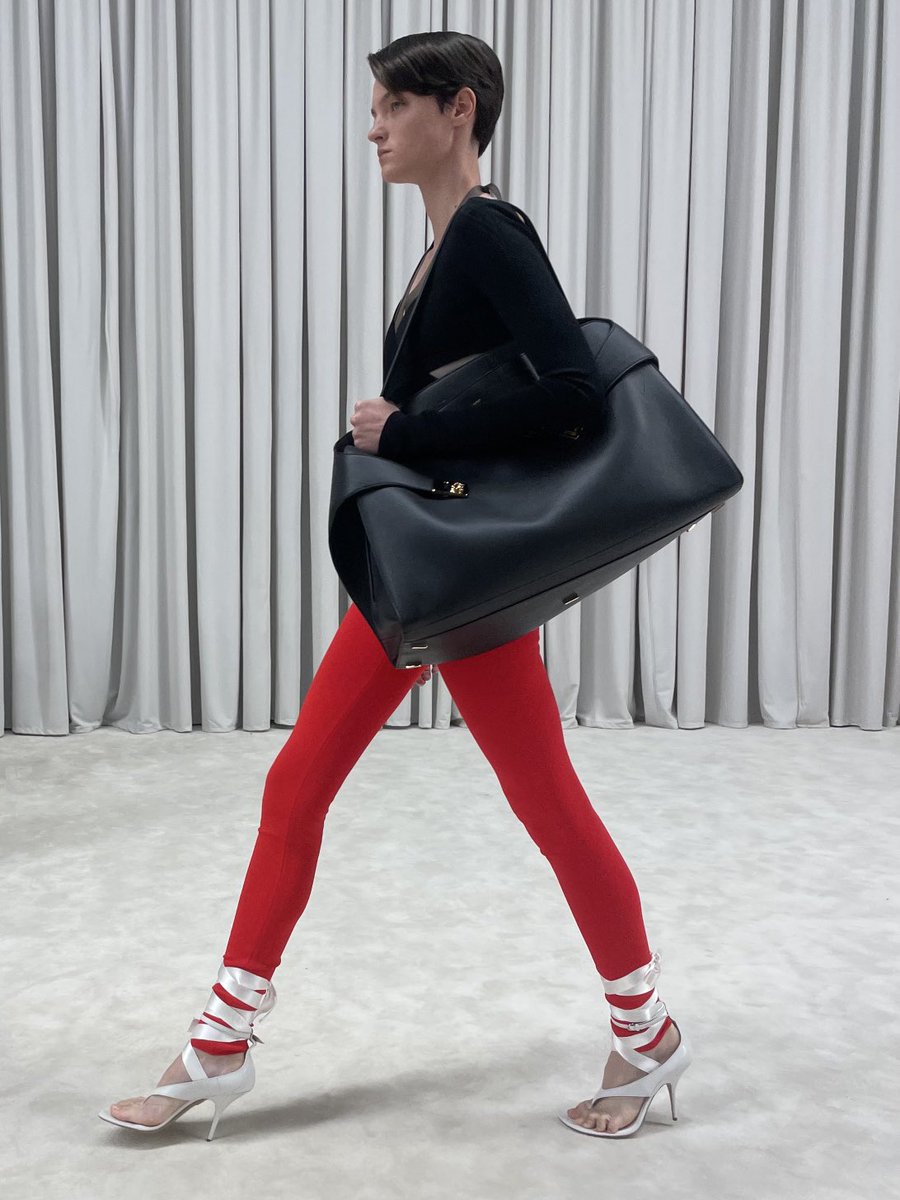 Big bags and ballet ribbons at Ferragamo.