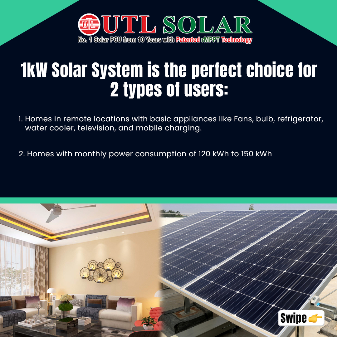 UTLsolar's tweet image. Selecting the Perfect kW Solar Panel System for your home is a crucial decision, but it doesn’t have to be difficult.
UTL Solar is here to simplify the process and guide you every step of the way.
*
*
*
*
*
*
*
#utlsolar #1kw #ongrid 
 #rooftopsolar #solarpanels #Amul #Samsung