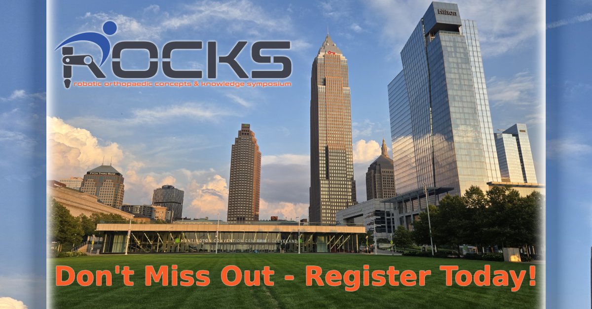 Robotic Orthopaedic Concepts &amp; Knowledge Symposium (ROCKS) is fast approaching! Join us September 26-28, 2024 at the Huntington Convention Center in downtown Cleveland, Ohio. 

It’s Robotics Made Simple! 

Register NOW: ccimeetings.com/rocks-registra…

#robotic #arthroplasty #medtech