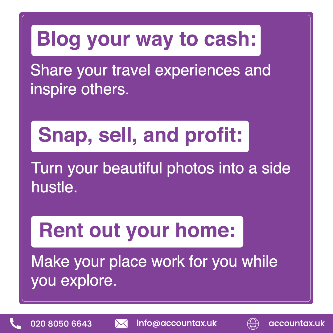 Turn your summer adventures into a profitable side hustle! Discover 3 creative ways to make money while traveling. Swipe to learn more.
#vacation #sidehustle #makemoneyonline #bloggingtips #stockphotos #vacationrentals #travelgram  #moneymakingideas