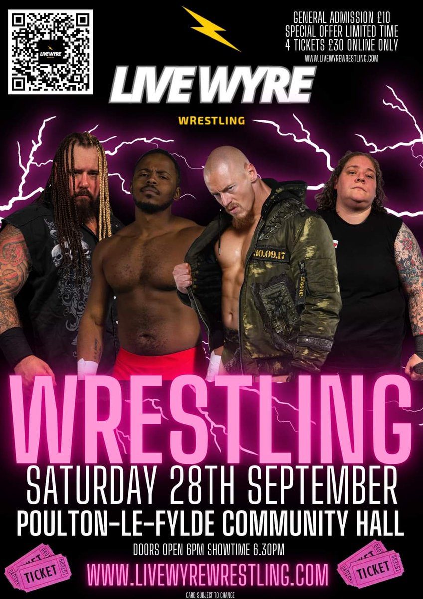 LIVE WYRE WRESTLING

⚡️SATURDAY 28TH SEPTEMBER 2024 DOORS OPEN 6PM - SHOWTIME 6.30PM⚡️ 

POULTON-LE-FYLDE COMMUNITY HALL, FY67BE 

TICKETS are now available at livewyrewrestling.com