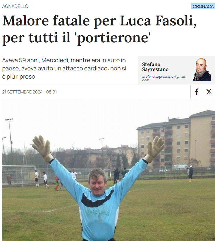 natofree's tweet photo. Malore fatale per Luca Fasoli, per tutti il 'portierone' 

#MaloriImprovvisi 
https://t.co/wZZY0BQctZ https://t.co/S5IykD6j6b