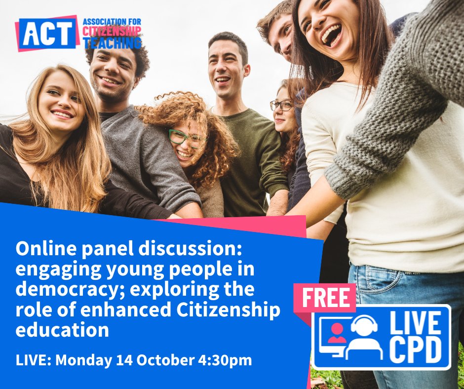 ACitizenshipT's tweet photo. 📈🎓Join us for a compelling panel on youth engagement in democracy! Learn about the ACT #ParallelElection Project's impact and strategies for empowering students through #CitizenshipEd. Be part of the conversation—register now!🗳️💡https://t.co/jwQzmZjKbF  #DemocracyInAction https://t.co/Pgxeeeqamz