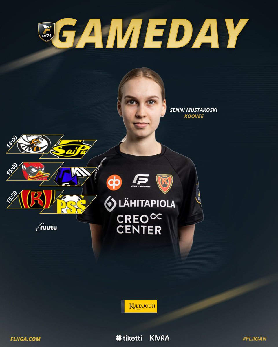 f_liiga's tweet photo. Tänään seitsemän ottelua!

Hommat avataan jo kahdelta Jyväskylässä O2-Jyväskylän ja SaiPan kohtaamisella! 

Nokian KrP:n ja SPV:n kohtaaminen on studiopeli! Lähetys Ruudussa ja Jimillä klo 14.30!

Tulosseuranta 👉🏼 https://t.co/kzpfRX1CLH

#FLIIGA
#Salibandy #ParastaPaikanPäällä https://t.co/q3mLbM22p3