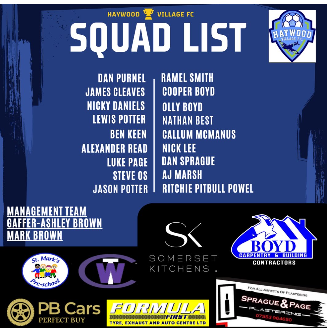 Matchday squad to face <a href="/Worle_FC/">Worle FC</a> 👇
