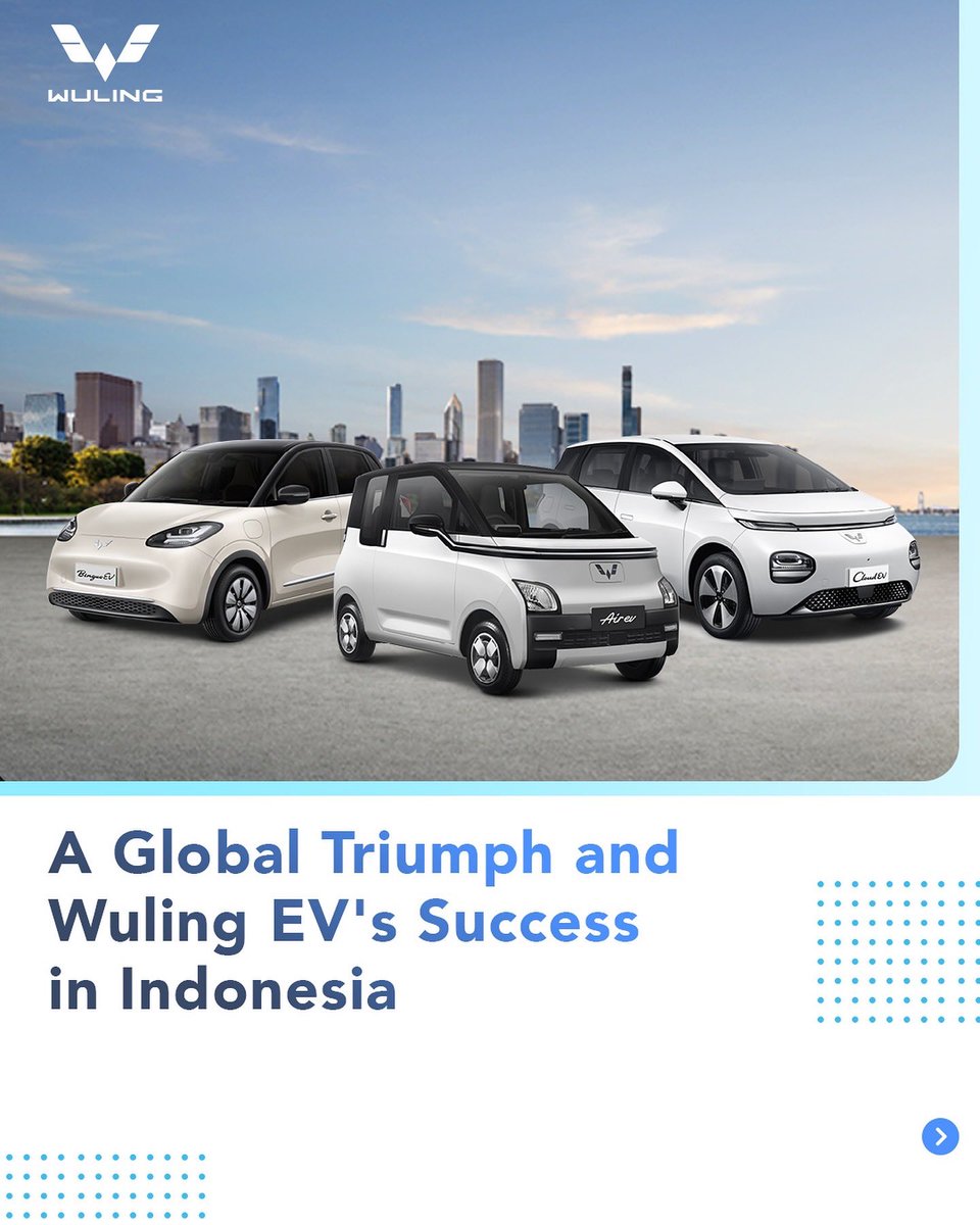 WulingMotorsID's tweet image. Wuling EV raih 2 juta pengguna secara global! 🥳

Di Indonesia, #WulingEV telah menjadi pilihan EV No. 1 dengan total penjualan hingga 22.000 unit.

#WulingMotors #DriveForABetterLife #DriveForAGreenLife #AirevLite #ThinkLiteChooseLite #WulingdiSeptemberMeriah