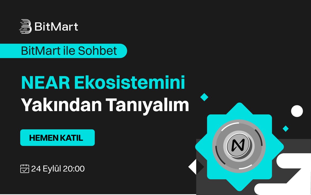 BitMart_TR's tweet photo. 🎙️ BitMart Türkiye 100$ Ödüllü X Space Sohbeti

💬 Derinlemesine Proje İnceleme Serisi - NEAR Ekosistemi
💸 10 kişiye spot 100$ token

🔄 Bu tweeti RT'le 
🗨️ Yoruma UID'ni yaz ve 2 arkadaşını etiketle
📍 Katıl: https://t.co/1wVgPmDPzZ

🗓️ 24 Eylül Salı, 20:00
🎙️ @near_turkey | @UgurWeb3 

💰 Hesabın yoksa 12$'lık spot ödül ile #BitMart'a üye ol https://t.co/LI0ptvWOS5