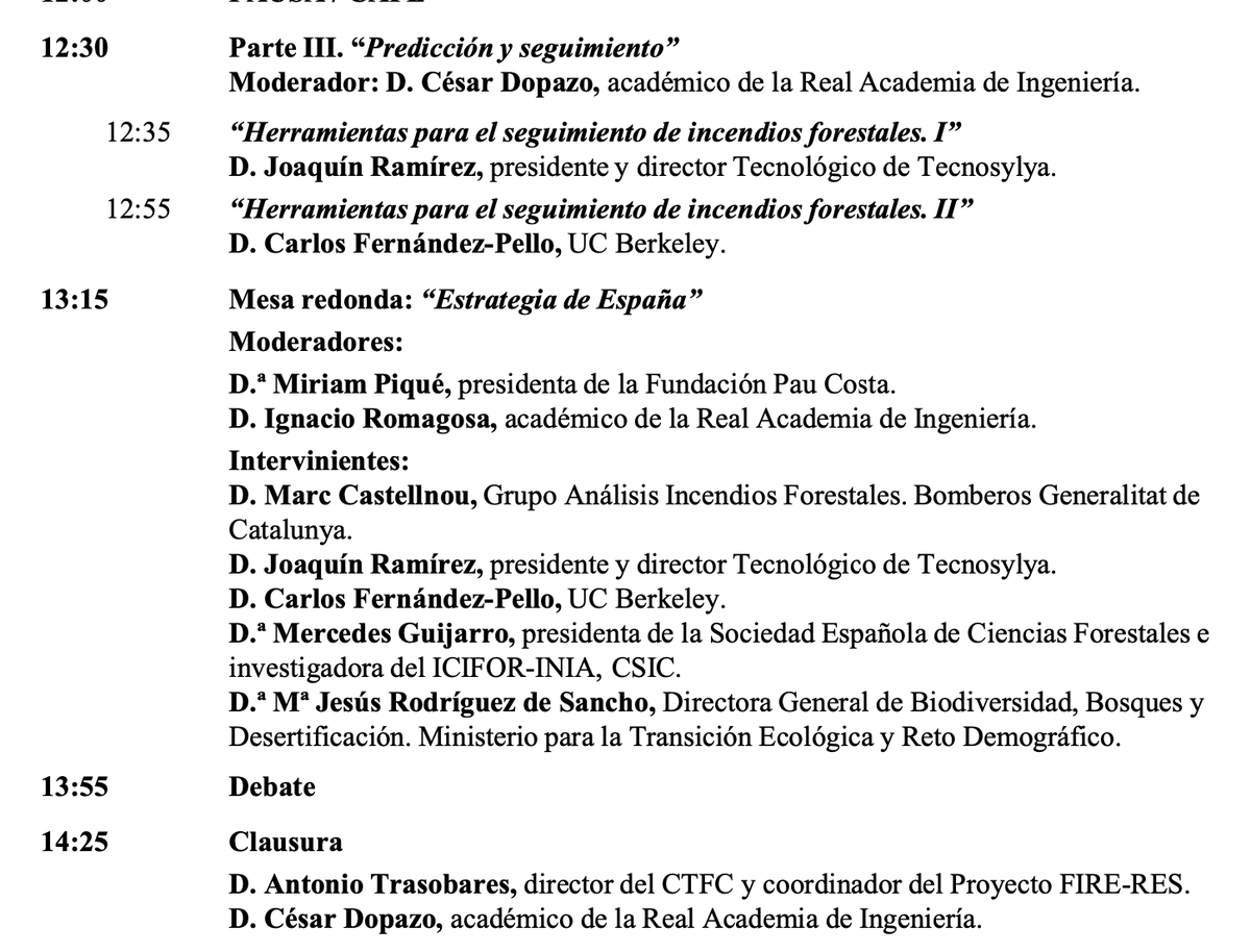 rescodedios's tweet photo. 📢El 15 de octubre participaré en una jornada sobre incendios forestales en la Real Academia de la Ingeniería, junto con profesionales grandes y buenos amigos, en una jornada que promete:👇 https://t.co/voxsOEM2Uz