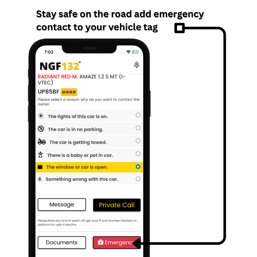 With ngf132 vehicle tag you have the convenience of adding emergency contact to stay safe in case of accidents.

#ngf132 #vehicletag #emergencysafety #accidentsafety
#ngf132 #vehicletag #safetyfirst #emergencysafety #accidentsafety
