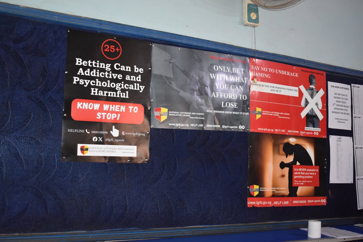 Spotted: Clear and visible Responsible Gaming messages across key areas in Northern Uganda! Displaying these messages is vital in creating  safe gaming habits in the communities. 
#PlaySafeUganda #ResponsibleGaming
#PublicAwareness