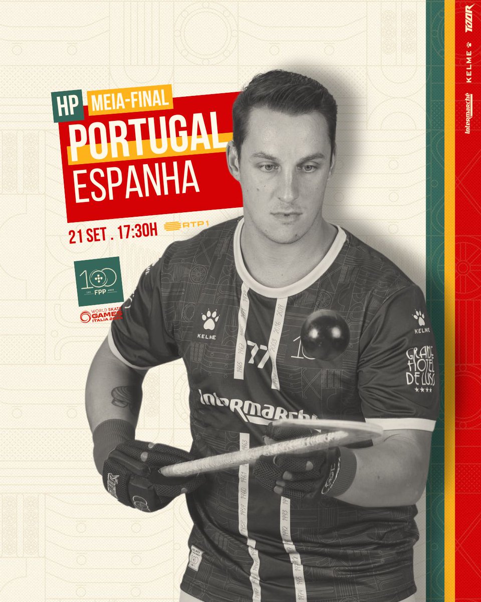 OficialFPP's tweet photo. 𝗦𝗲𝗺 𝗹𝗶𝗺𝗶𝘁𝗲𝘀, 𝘀𝗼́ 𝗳𝗼𝗰𝗼! 🔥🏑
Juntos, até ao último segundo 💪
🇵🇹 𝗣𝗼𝗿𝘁𝘂𝗴𝗮𝗹 x Espanha | ⌚ 17:30H | 📺 RTP 1
#HóqueiEmPatins #WSG2024 #MundialHP #UmSéculoDeEmoções #VesteAHistória #PortugalSobreRodas #100AnosFPP #Intermarchept #KelmePortugal #Toor https://t.co/WI9zCQx8yF