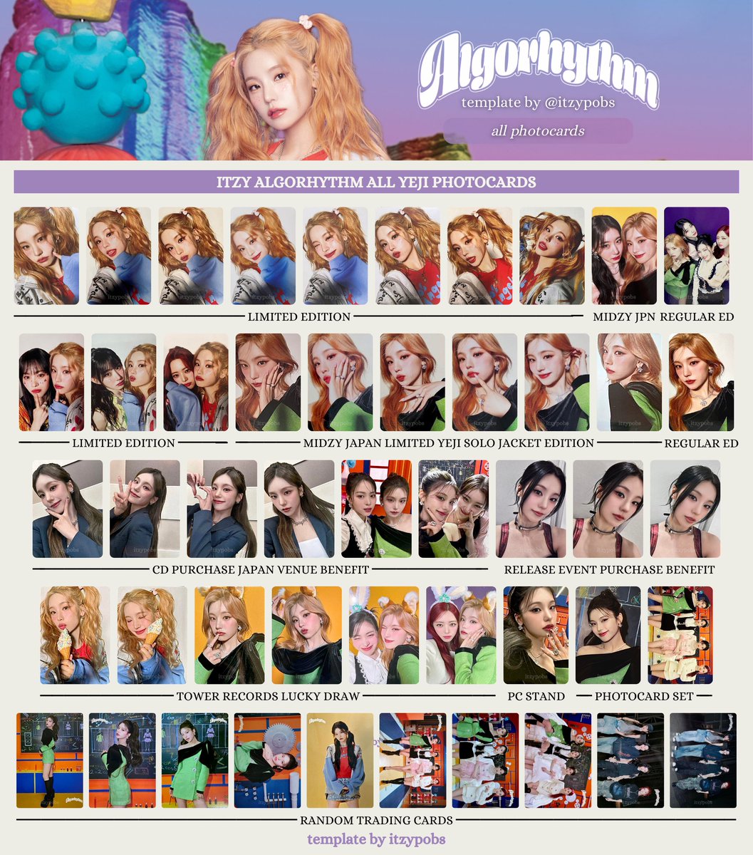🪸 ITZY ALGORHYTHM 있지 포카 all photocards member templates