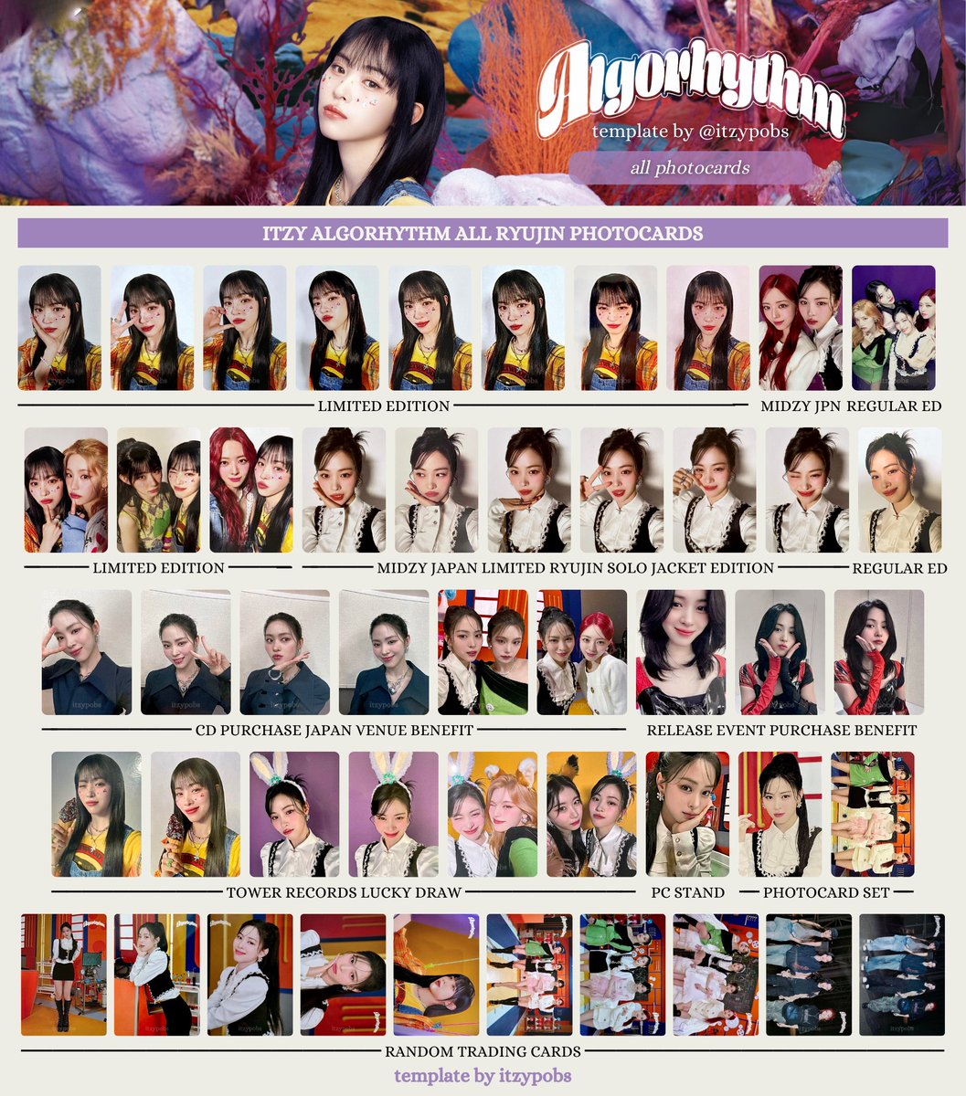 🪸 ITZY ALGORHYTHM 있지 포카 all photocards member templates