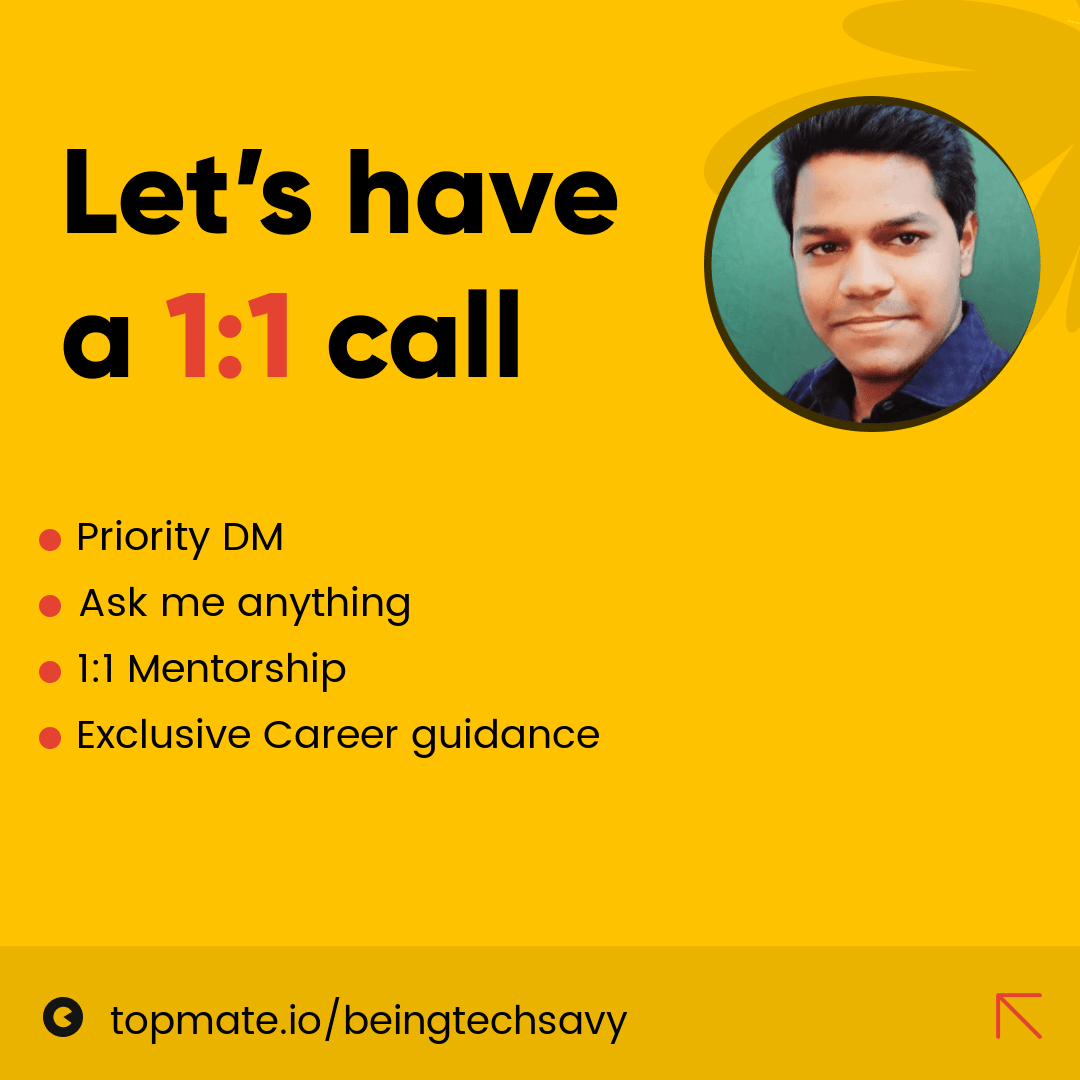 Hey everyone!

I've been getting a lot of DMs for guidance, so decided to take action on it.

I'm excited to help folks out and give back to the community via Topmate. Feel free to reach out if you have any questions or just want to say hi!

topmate.click/ym9s1