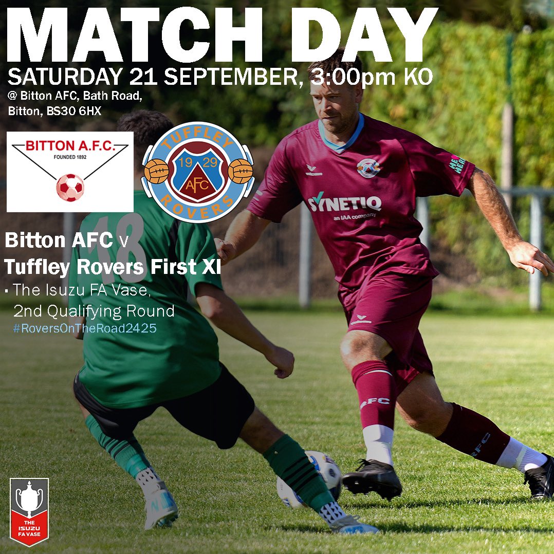 The road to Wembley starts here! 👀

We are off to <a href="/BittonAFC/">BittonAFC©</a> today in the <a href="/IsuzuFAVase/">Isuzu FA Vase</a> 2nd Qualifying Round, hoping to be in the draw for the next round.

Our visitors are going to present a tough challenge but we look forward to the game!

KO is 3pm. 

#uptherovers