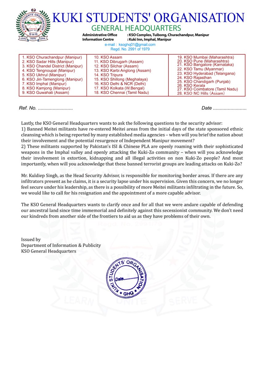 Dr. Lamtinthang Haokip (@drlamtinthanghk) on Twitter photo Is Mr. Kuldiep Singh, a Security Adviser to Manipur for Peace or to escalate violence with mere propaganda? Or, is he on the payroll of <a href="/BJP4India/">BJP</a> with ulterior motives? Or, just a puppet of HM <a href="/AmitShah/">Amit Shah</a> & <a href="/NBirenSingh/">N. Biren Singh</a>?
#InvestigateManipurTapes
<a href="/rashtrapatibhvn/">President of India</a> <a href="/INCIndia/">Congress</a> Is Mr. Kuldiep Singh, a Security Adviser to Manipur for Peace or to escalate violence with mere propaganda? Or, is he on the payroll of <a href="/BJP4India/">BJP</a> with ulterior motives? Or, just a puppet of HM <a href="/AmitShah/">Amit Shah</a> & <a href="/NBirenSingh/">N. Biren Singh</a>?
#InvestigateManipurTapes
<a href="/rashtrapatibhvn/">President of India</a> <a href="/INCIndia/">Congress</a>