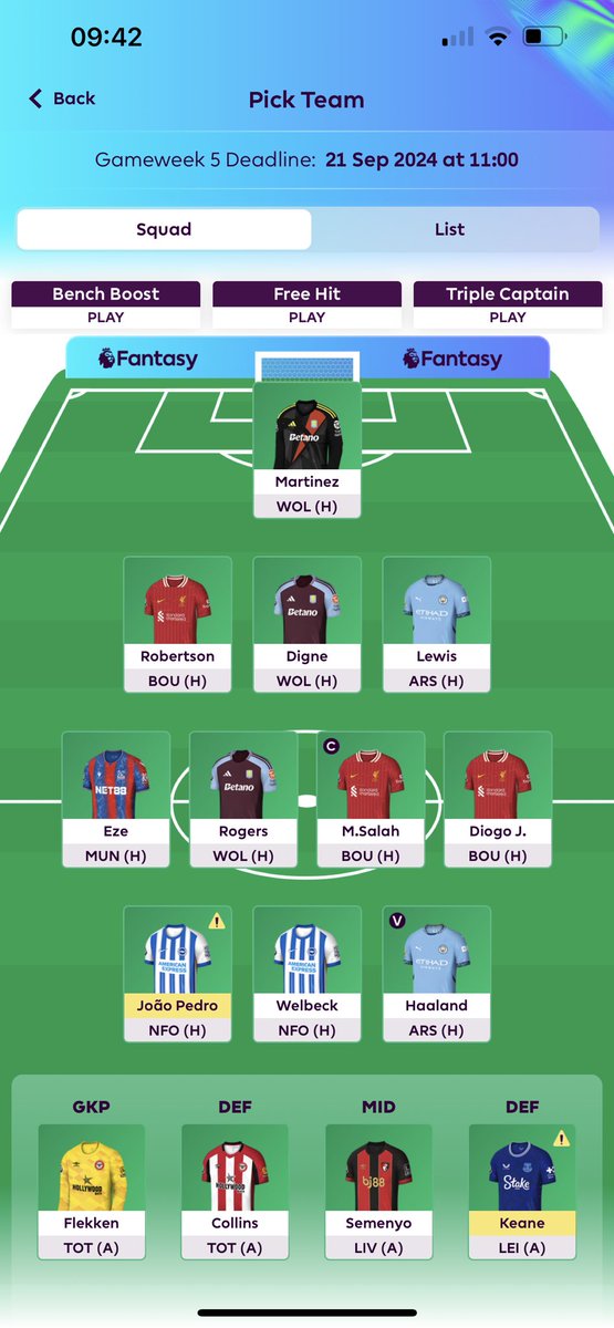 Andy_Coombss's tweet photo. @FPLTom_ Harertz. Mbuemo. Raya coming in for next game week. Looking to get rid of digne soon aswell https://t.co/zHDEfBKmhi
