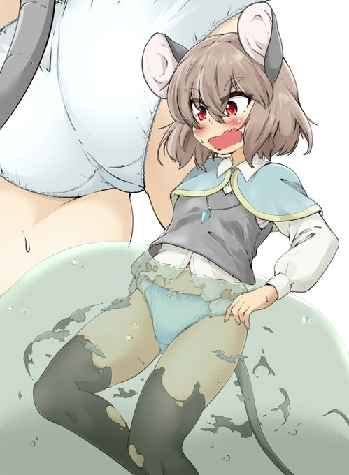 服だけ溶かすスライムに嵌ったナズーリンさん。不思議とスカートだけ消化が早いようです 