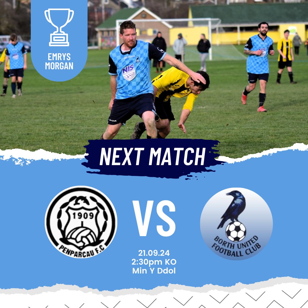 NEXT MATCH 🏟️ 

We make the short trip to <a href="/FcPenparcau/">PENPARCAU.FC</a> for our Emrys Morgan Cup tie this afternoon! Promises to be a great match! 

£3 entry for adults

#crows 🐦‍⬛