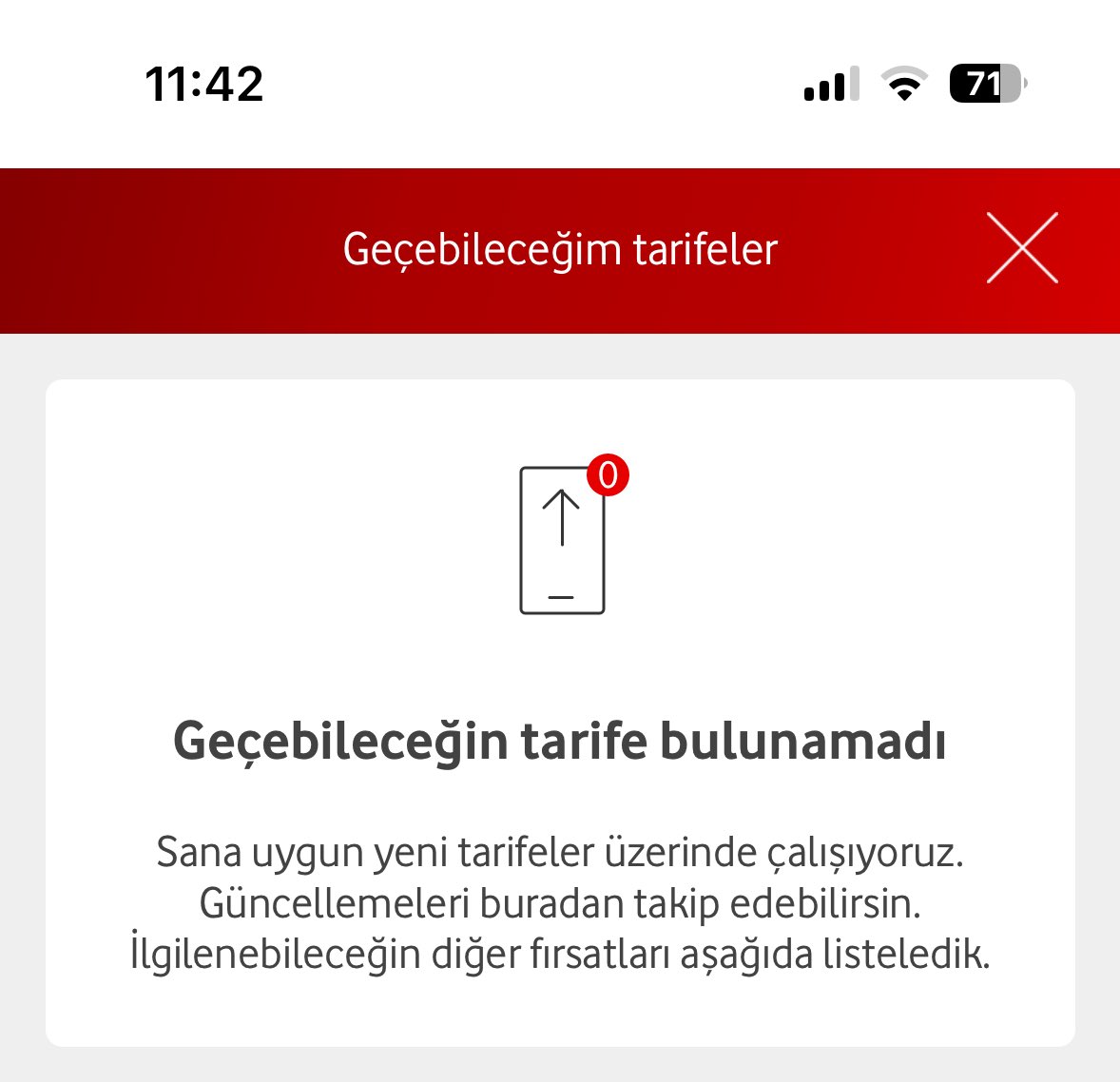 tikifiki13's tweet photo. @VodafoneDestek @VodafoneTR @VodafoneMedya üç aydır hergün arıyorsunuz ve tarifeniz bitmek üzere tacizinde bulunuyorsunuz. Tarifemin biteceği gün uygulamaya girdiğimde “geçebileceğin tarife bulunamadı” diyorsunuz. Böyle davranarak ne amaçlıyorsunuz. https://t.co/ik30DbofVA