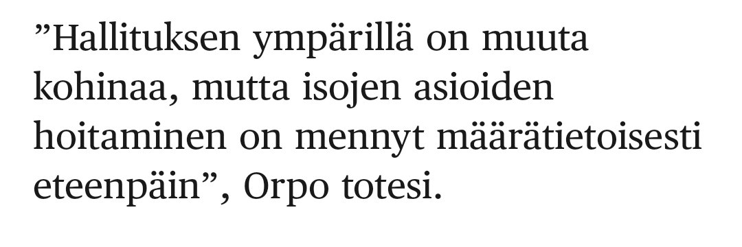 ”Muuta kohinaa.” >< ”Isot asiat.” Paljastavaa sanailua. Esim. rasismi- ja ihmisoikeusasiat tai ulkopolitiikan linja eivät näköjään ole isoja asioita. Isoja asioita ovat mm. työelämäheikennykset, vähäosaisilta leikkaaminen ja pörriäisten lihottaminen. hs.fi/politiikka/art…