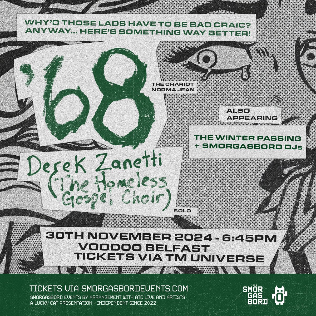 Good news!! Dublin and Belfast in November with <a href="/theyare68/">'68</a> &amp; <a href="/ZanettiDerek/">DerekZanetti</a> , buzzing to be back in Belfast after so long. Tickets on sale now: secure.tickets.ie/Listing/EventI…