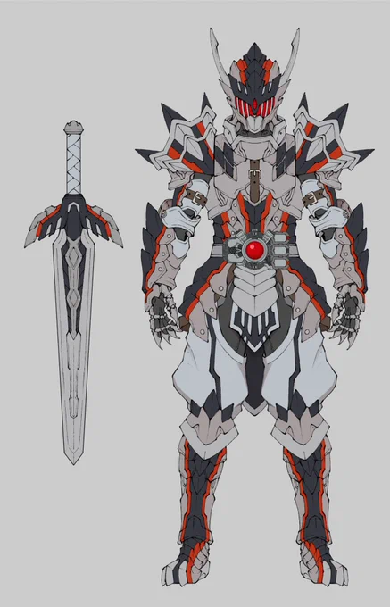 #オリジナルライダー仮面ライダータグリスクロスオブドラゴン第四弾は「龍騎×ウィザード×セイバー」ですお分かりの通りデザインはモンスターをハントするあのゲームの装備類をオマージュしています()ただカラーは友人の意見に銀を多めに配色しています 