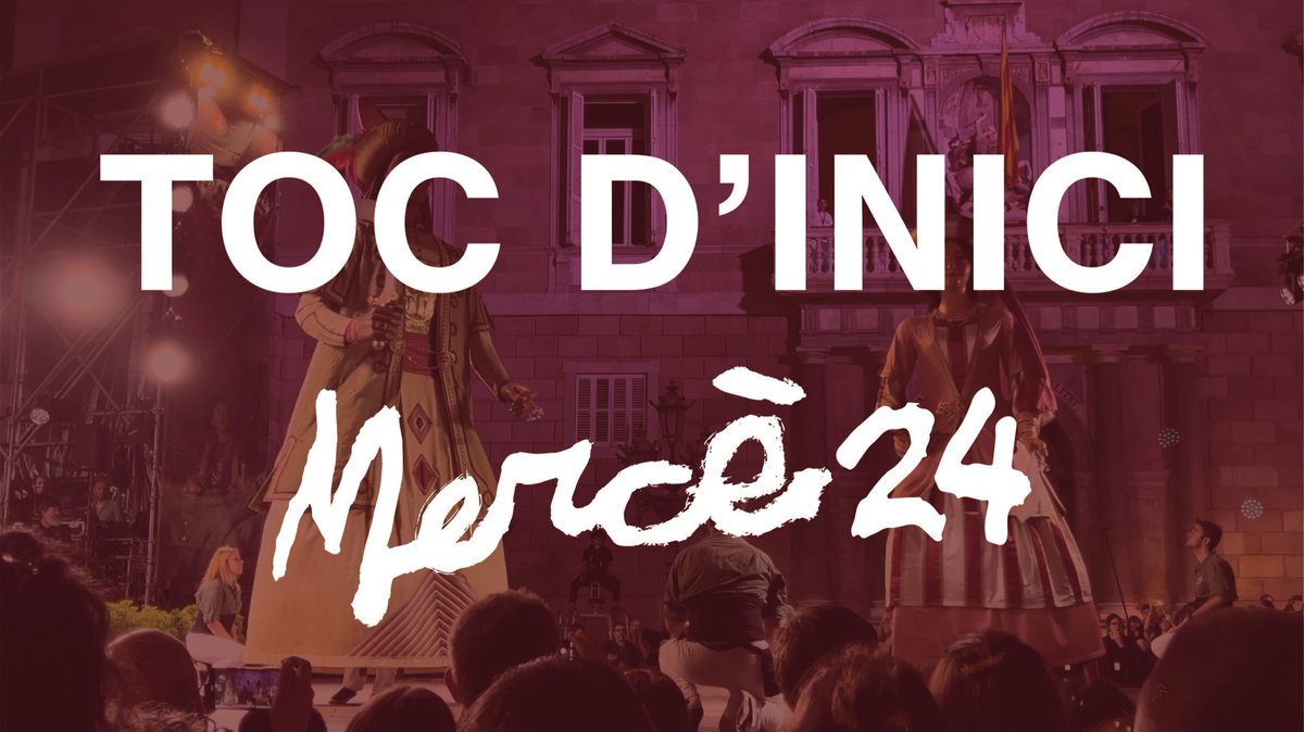 Toc d’Inici de la Mercè 2024 ⚜️

Link Vídeo:
youtu.be/775Zm1RLMDI

<a href="/gegantsstammar/">Gegants de Santa Maria del Mar</a> <a href="/gegantsciutat/">Gegants de la Ciutat</a> <a href="/LleoBCN/">Lleó de Barcelona</a> <a href="/gegantsdelpi/">Els Gegants del Pi</a> <a href="/MulassaBCN/">Mulassa de Barcelona</a> <a href="/gegantsbcn/">Coordinadora de Colles Geganteres de Barcelona</a> , Tarasca de Barcelona, Àliga de Barcelona, Víbria de Barcelona, Drac de Barcelona