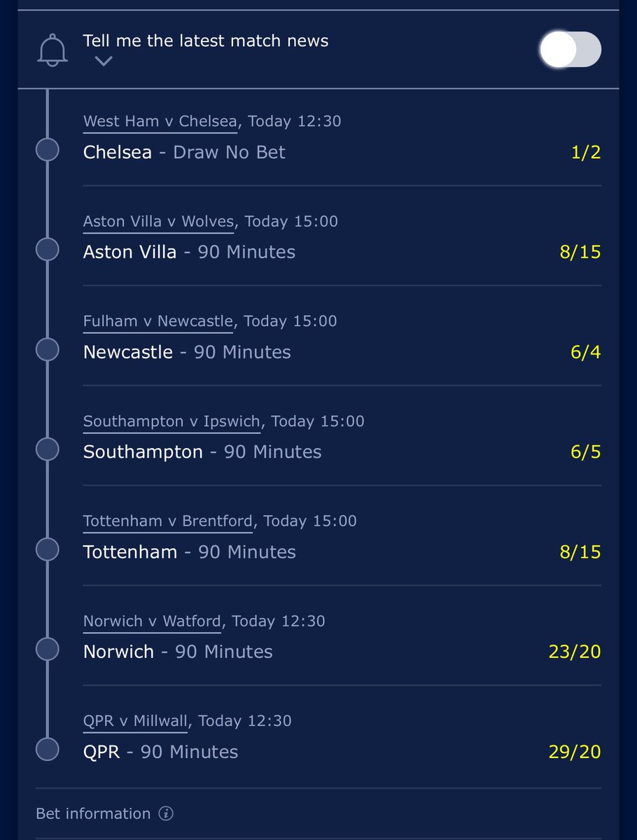 _Bookie_Crusher's tweet photo. I’m off celebrating the Mrs and I’s 14th anniversary, but I snuck in for a #FunOne. 100/1, 7 fold across the EPL and championship. Grab a beer and let’s see what happens! 🍻💶⚽️ https://t.co/6KRL23H99E