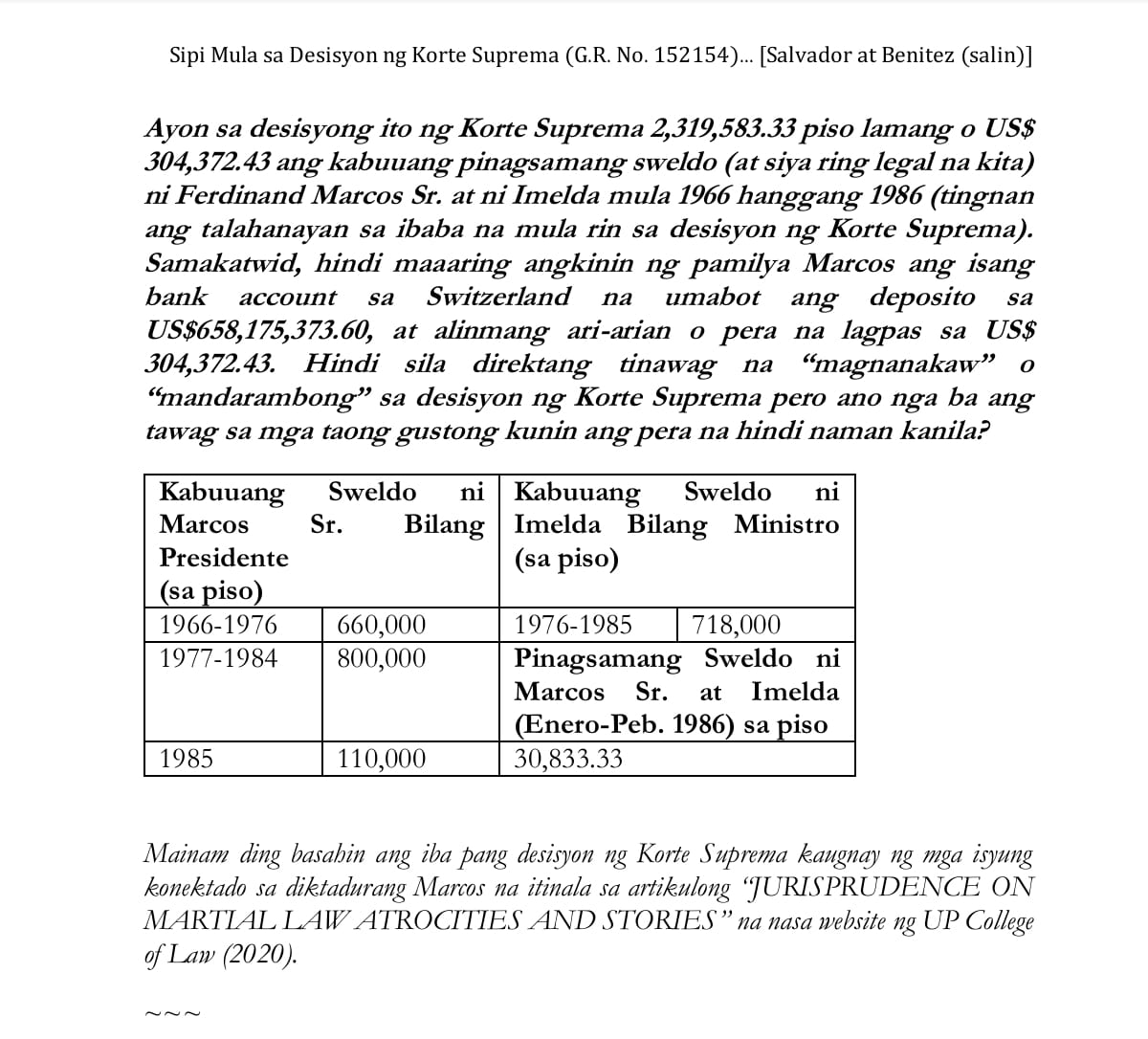 tanggol_wika's tweet photo. May mga nag-aakala pa na hindi mandarambong ang diktador at kanyang mga kroni. Basahin ang salin sa Filipino ng isang desisyon ng Korte Suprema na nagpapatunay na sila'y mandarambong. pp. 60-63 sa e-book na Panata sa Kalayaan Tomo 1: https://t.co/SpIakyriCk https://t.co/sCnPOwTgLW