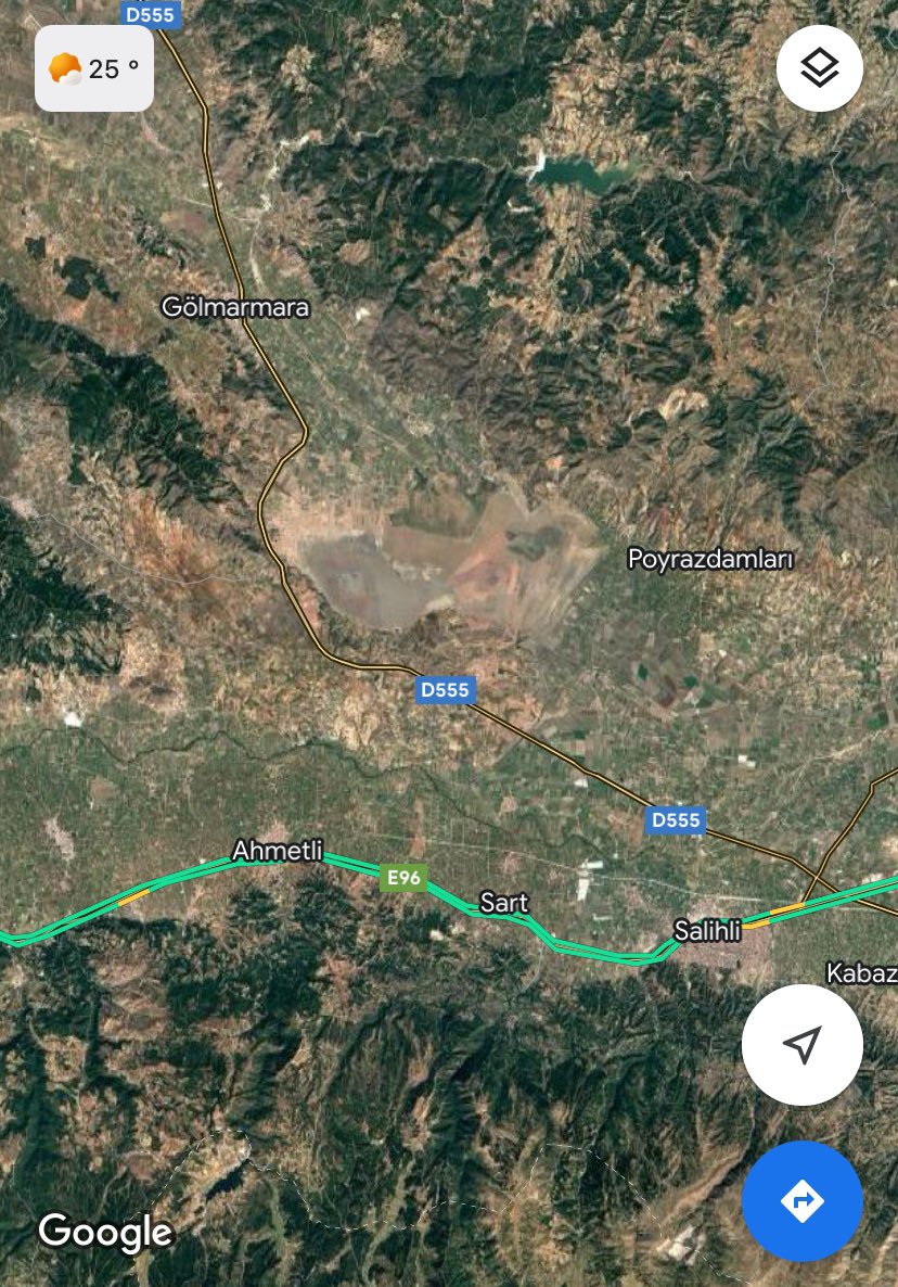 Marmara gölünün uydudan görüntüsü.
Göl artık yok! Çok açı bir görüntü. 📍Manisa Türkiye