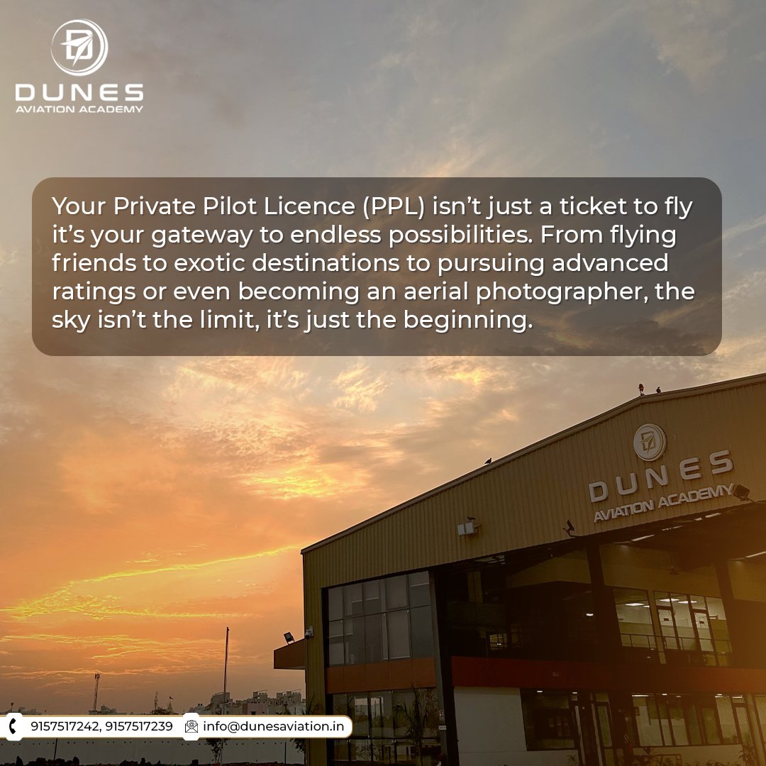 DunesAviation's tweet photo. Have you got your PPL? It's time to turn dreams into destinations.✈️👩‍✈️🧑‍✈️☁️

#LicenseToFly #SkyBound #AviationGoals #bhavnagar #gujarat https://t.co/Mx9sBDTYqv