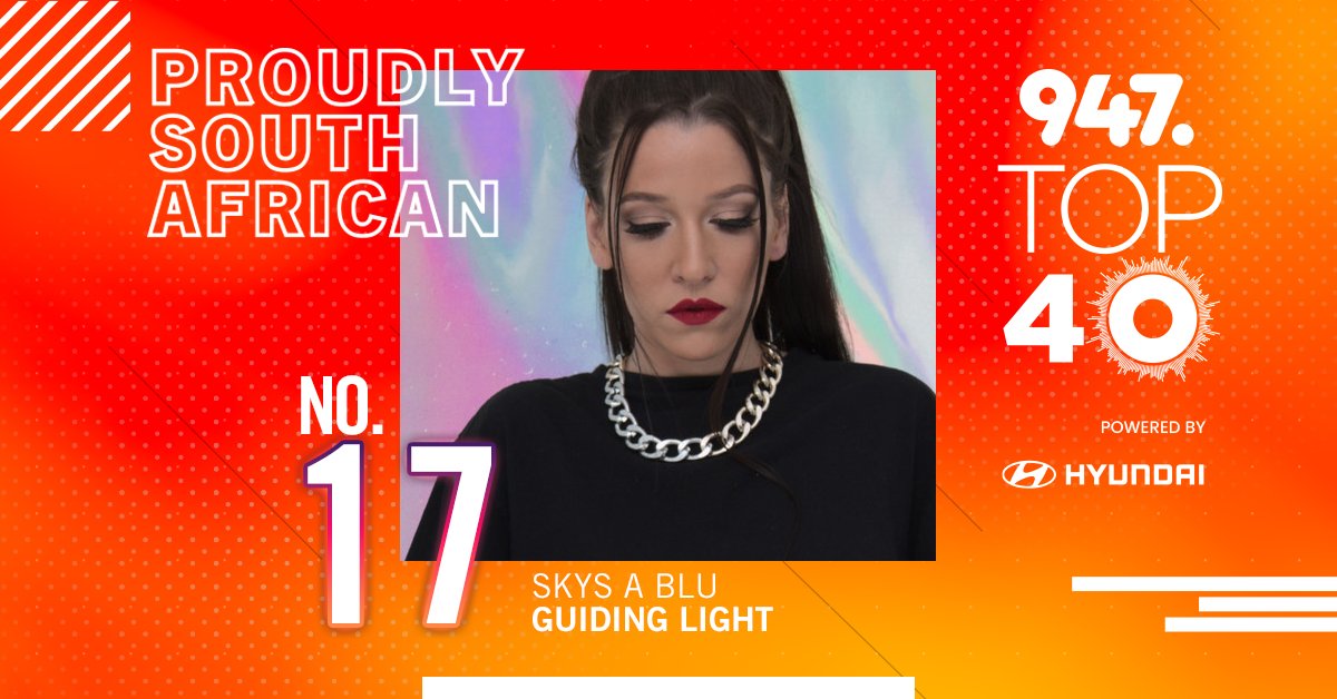 1⃣7⃣🇿🇦

The playful single 'Guiding Light' by <a href="/skysablu/">skysablu</a> moves up one spot.

A vibrant, upbeat &amp; absolute musical treat. 

#947HyundaiTop40 #HyundaiSA

Listen:
📲Primedia+ App
primediaplus.com