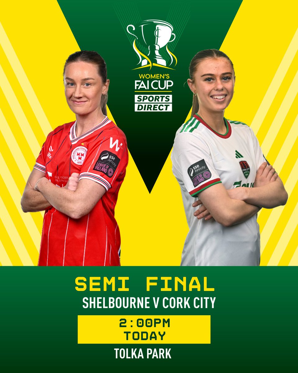 FAIreland's tweet photo. TODAY 🤩
The Sports Direct Women’s FAI Cup Semi-Final between Shelbourne and Cork City will be a cracker 💥
Get down to Tolka Park to watch the action, or follow along on LOITV at 2pm ⌚️
#FAICup | #SHECOR https://t.co/IyDF9lRvcH