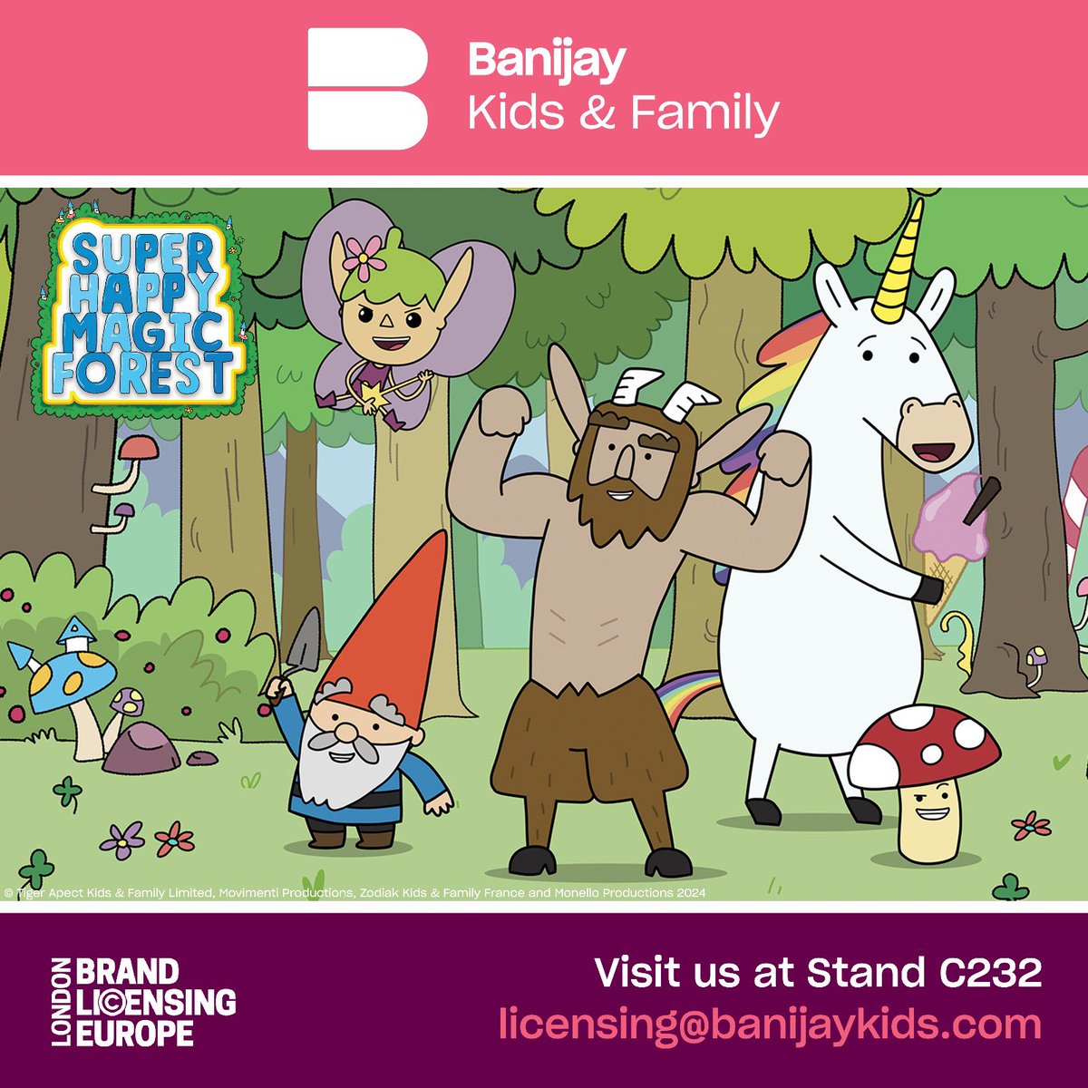 Get ready to frolic with Super Happy Magic Forest at #BLE24! 🦄🍄🧚🏻‍♀️🌳🧺

The hilarious new series follows five brave heroes as they tackle villains, go on thrilling quests, and enjoy magical picnics, all while discovering what it truly means to be a hero. 

#BrandLicensingEurope