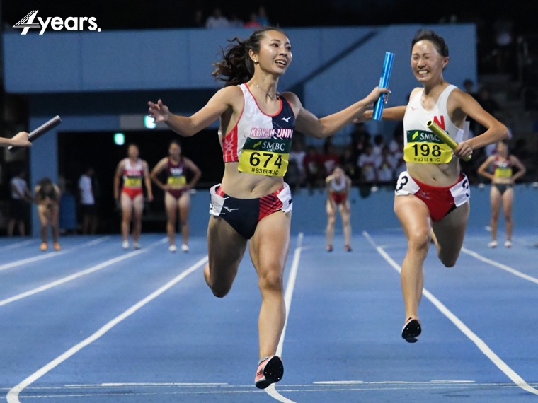 【陸上 #日本インカレ】
▽女子4×100mリレー決勝
🥇#甲南大学 44秒58
（#青山華依 #奥野由萌 #藏重みう #岡根和奏）
🥈#青山学院大学 44秒66
🥉#福岡大学 45秒02
（撮影・井上翔太）

4years.の陸上記事はこちら⬇️⬇️
4years.asahi.com/sports/rikujo/

#93日本IC #青春に駆けろ