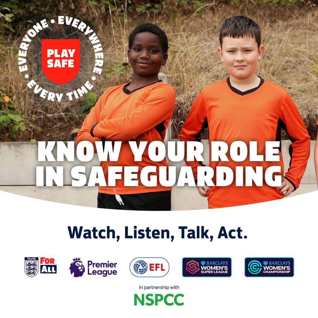 This time next week, we'll be uniting to celebrate #PlaySafe, highlighting the importance of safeguarding in grassroots football. Have you got your materials set for next weekend?

Make sure you share your photos supporting Play Safe, either via DM or by mentioning/tagging us!