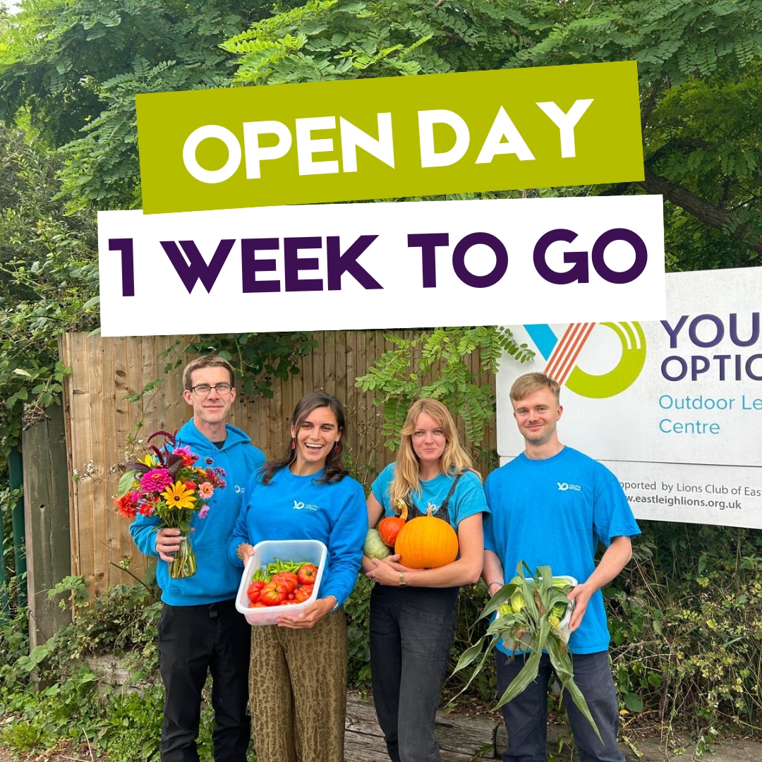 1 Week To Go Until Our Open Day 🥕

Come and explore our Outdoor Learning Centre and enjoy a day packed with family-friendly fun! 

When? Saturday 28th September 11am-3pm
Where? Youth Options Outdoor Learning Centre, Bishopstoke Road, Eastleigh

See you there 💙