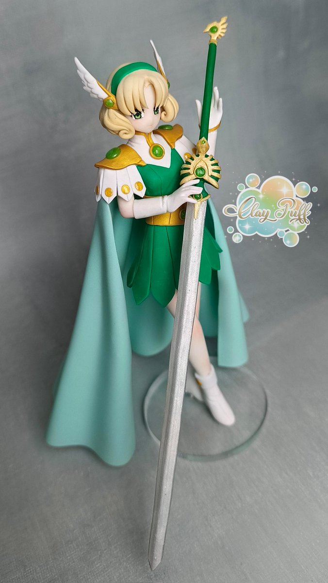 ClayPuff's tweet photo. Fuu Hououji with Rune God Spirit of Air Windom Moderoid.
Fuu Hououji figure, 6 inches, and the sword are made from polymer clay, gems are made from uv resin. and the cape is made from air dry clay...
Handmade be ClayPuff
#MagicKnights #fuu #MagicKnightRayearth https://t.co/SqUMFGRRE5