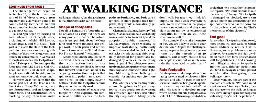 Bengaluru needs walkable footpaths! Let's support Bengaluru Walks initiative to map and rate footpaths, Making the city safer for pedestrians.

Read : google.com/url?sa=t&sourc…