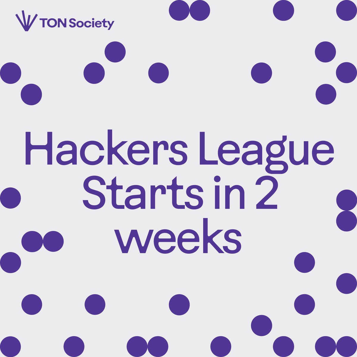 toncommunity's tweet photo. In just 2 weeks, the online TON hackathon Hackers League 2024 kicks off, bringing a $2M prize pool for founders and developers ready to build the next big thing in the #TON Ecosystem. With tracks in #DeFi, #GameFi, #SocialFi, and more, this global competition is your chance to showcase your skills and creativity.

What’s in store:

▪️ Compete across five tracks and win big
▪️ 19 in-person bootcamps around the world
▪️ Secure investments from TON Ventures

The Hackers League runs from October 5 to December 20, 2024. 

Learn more: https://t.co/QjaiBxt3na
