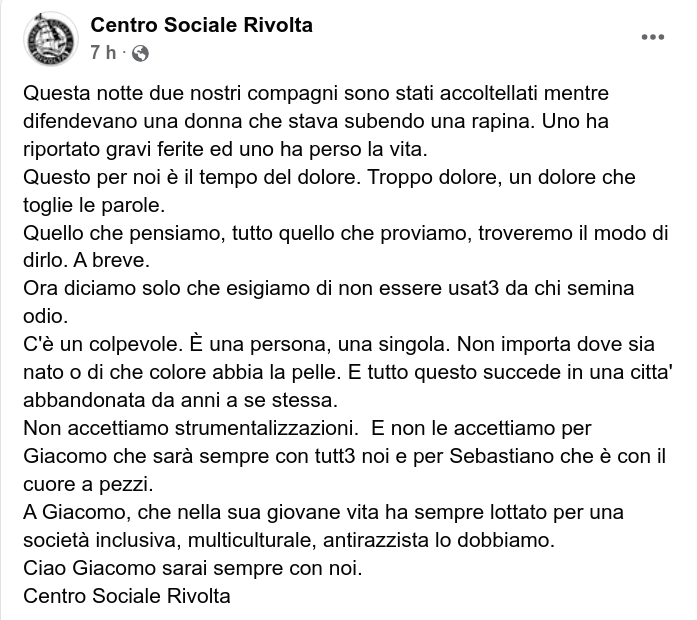 "Non accettiamo strumentalizzazioni".