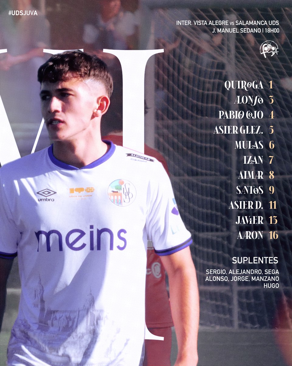 👥 #UDSJuvA | 𝐀𝐋𝐈𝐍𝐄𝐀𝐂𝐈𝐎́𝐍 |

¡Este es el 𝟏𝟏 𝐢𝐧𝐢𝐜𝐢𝐚𝐥 de <a href="/cocada22/">victor hugo mora</a> para la tarde de hoy! 💪🏻

#CanteraUDS | #ElDespertarDeLaUnión