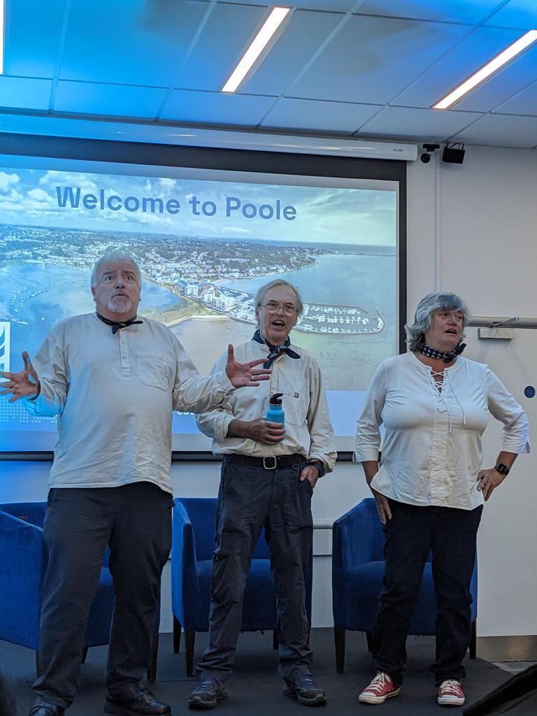 RadioStudies's tweet photo. And so commences the #CMFest24 at @LighthousePoole with the stirring sounds of the Wareham Whalers. #CommunityRadio #localradio #placematters https://t.co/ujMjd7Cs42