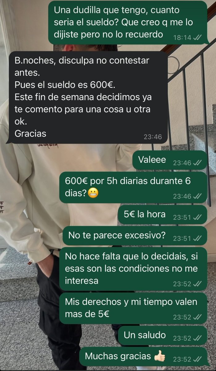 soycamarero's tweet photo. Los jóvenes no quieren ser explotados, aquí dos ejemplos que recibí, al final solo quedará como solución mejorar las condiciones. https://t.co/6sGusxia88