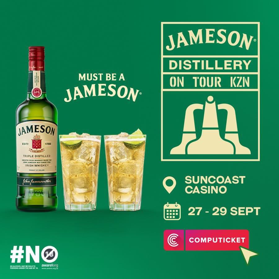 gagasifm's tweet photo. Jameson Distillery on Tour #JDoT is coming to Durban for the first time ever at Suncoast casino from 27 – 29 September. Want to win R5 000 + Jameson merch? Post on X using #LetJamesonTripleIt, share your name & Jameson ritual – whether neat, on the rocks, or with a twist of citrus. Tag @gagasifm & @jamesonwhiskey . Get your tickets at Computicket for more chances of winning. Ts, Cs & more on https://t.co/2t6dvpbv7w
Not for persons under 18. Drink Responsibly