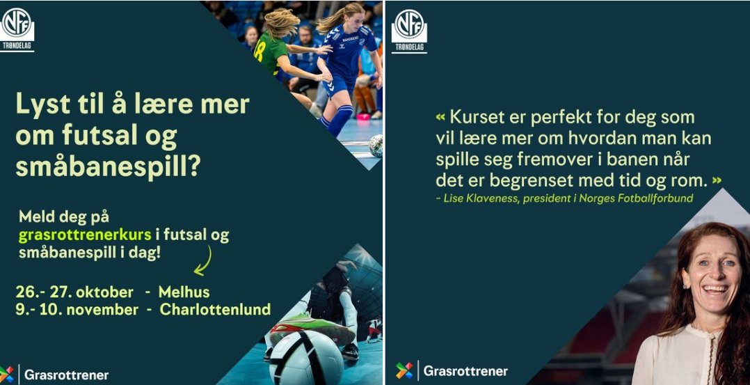 Nå starter neste kursrunde! Anbefales som inngang på serie-/turneringssesongen i futsal. I tillegg kommer det mange tilbakemeldinger fra deltakerne om at de får med seg masse de kan bruke i fotball.

For info og påmelding: tiim.no/kurs/pamelding…