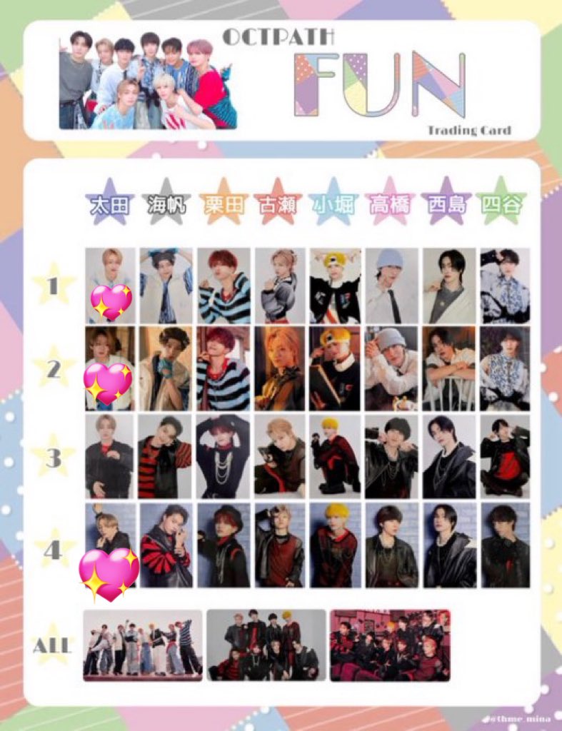 OCTPATH FUNトレカ 交換

【譲】 画像1枚目 (小堀、栗田、四谷、古瀬)

【求】 💖の太田

9月以降の現場もしくは郵送にて。
1枚からでもお気軽にお声がけください🙇‍♀️

 #OCTPATH交換