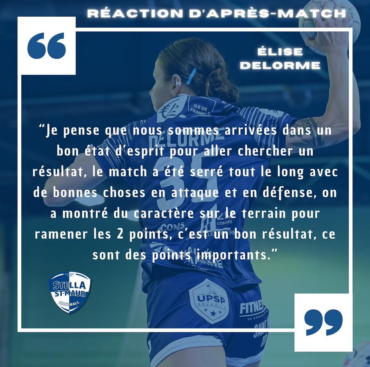 Retrouvez la réaction d’après-match d’Élise Delorme,  après le nul obtenu hier face au <a href="/TMV_Handball/">Toulon Métropole Var Handball</a> pour la J2 de <a href="/LFH_Officiel/">LFH_Officiel</a> ⭐️💪

#ensemblepourbriller #damierbleuetblanc #inspirante